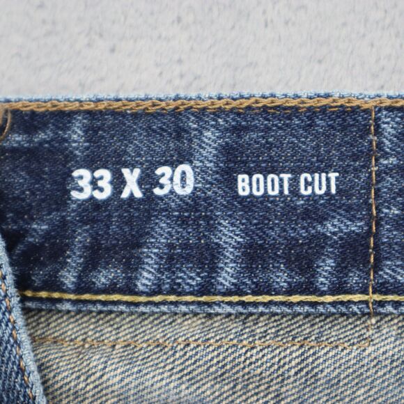 Nautica Jeans Mens 33 Blue Bootcut Mid Rise Cotton Pocket Button Zip Denim Pants - Picture 9 of 16